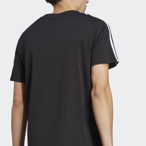 Negro Playera Essentials 3 Franjas Tejido Jersey