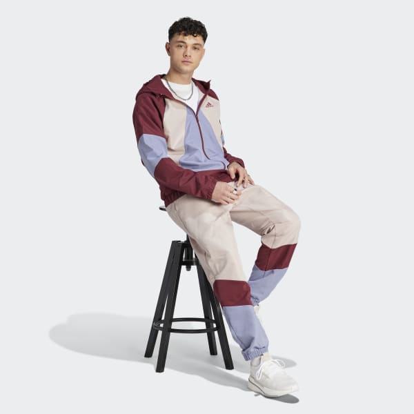 Burgundy Colorblock Track Suit