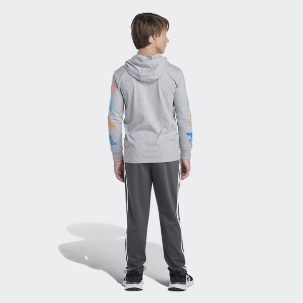 adidas Two-Piece Heather Long Sleeve Hooded Pullover & Elastic