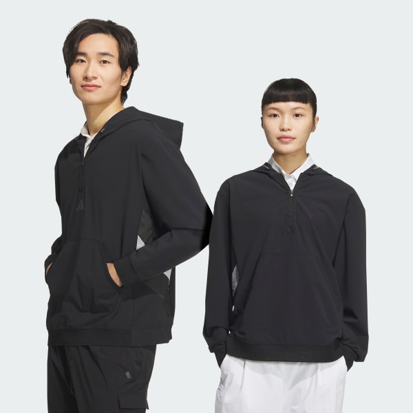 ブラック 【ゴルフ】ビヨンド ザ コース 撥水 リップストップ ハーフジップ 長袖フーディー