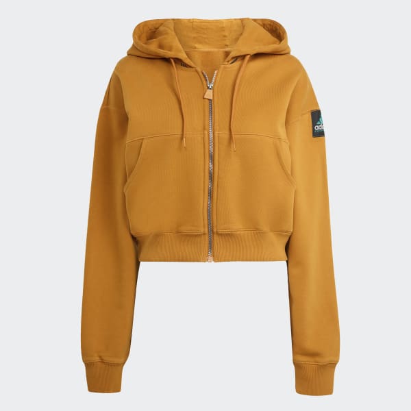 adidas Equipment Cropped Hoodie - Brown | Free Shipping with adiClub