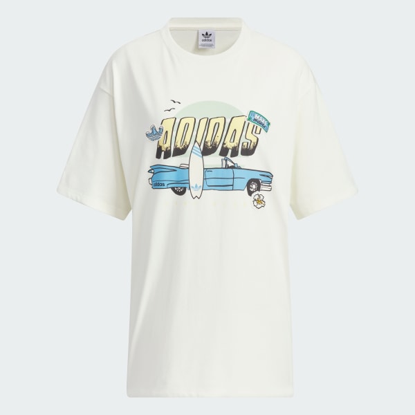 White Summer Holiday Graphic Play Short Sleeve Tee