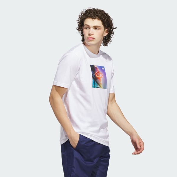 Putih Kaus Grafis Lights Hoops