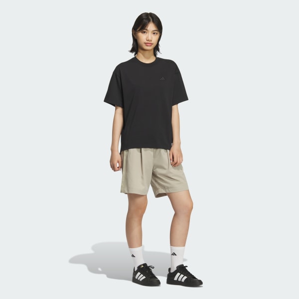 ブラック エッセンシャルズ プラス スリーストライプス ルーズフィット半袖Tシャツ