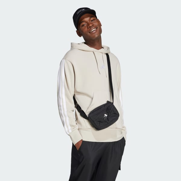 Beige Essentials 3-Stripes French Terry hættetrøje