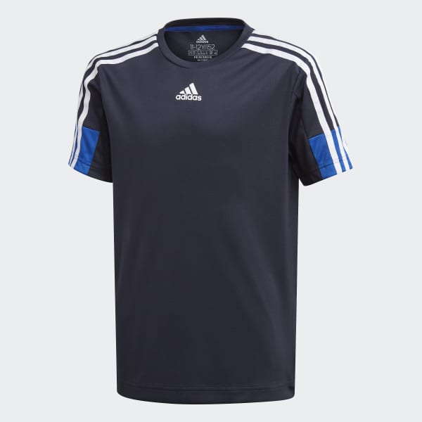 adidas Must Haves AEROREADY 3 Streifen T Shirt Blau adidas AEROREADY 3 Streifen T Shirt Schwarz | adidas Austria