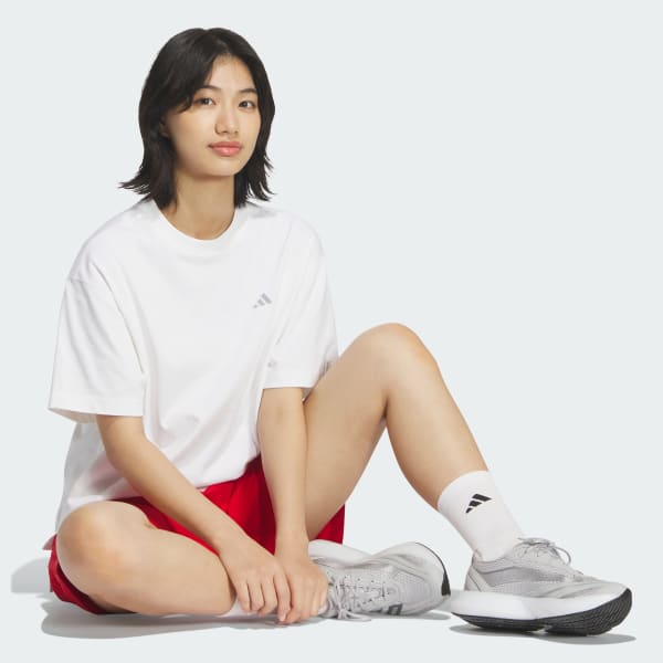 ホワイト エッセンシャルズ プラス スモールロゴ ルーズフィット半袖Tシャツ