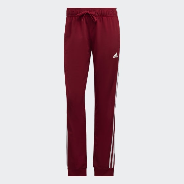 adidas Primegreen Essentials Warm-Up Slim Tapered 3-Stripes Track Pants -  Burgundy | Women\'s Training | adidas US