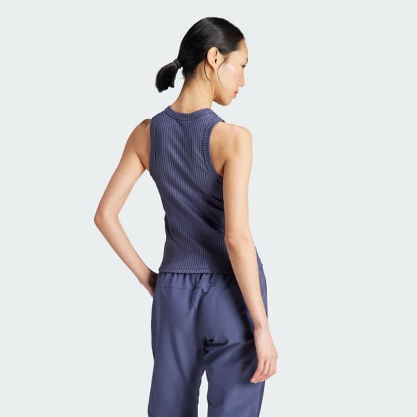 Blu Canotta All Gym Seasonal Rib Tight Fit Tonal 3-Stripes