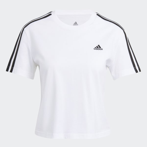 Hvid Essentials Loose 3-Stripes Cropped T-shirt