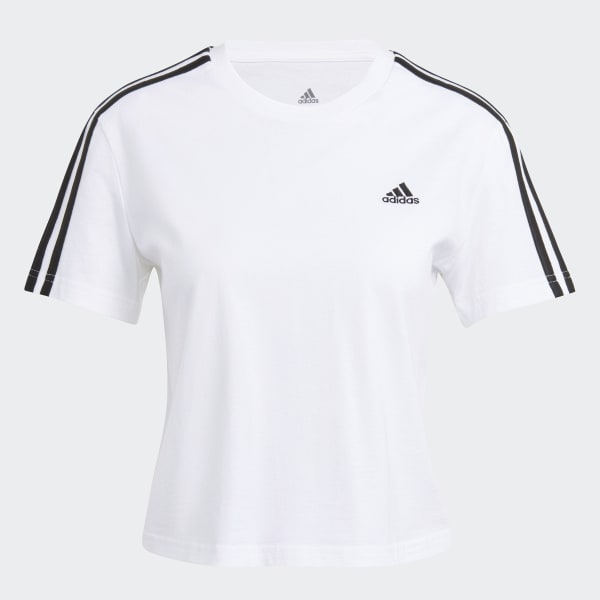 Branco T-shirt Curta e Larga 3-Stripes Essentials