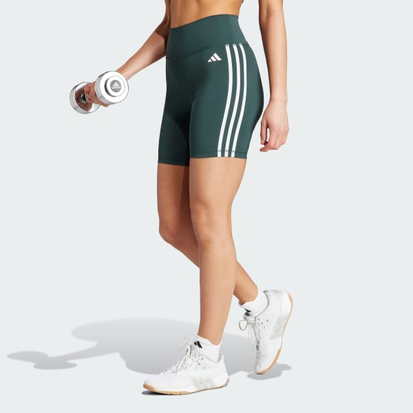 adidas Performance Training Essentials 3-stripes High-waisted Short Leggings  - Black