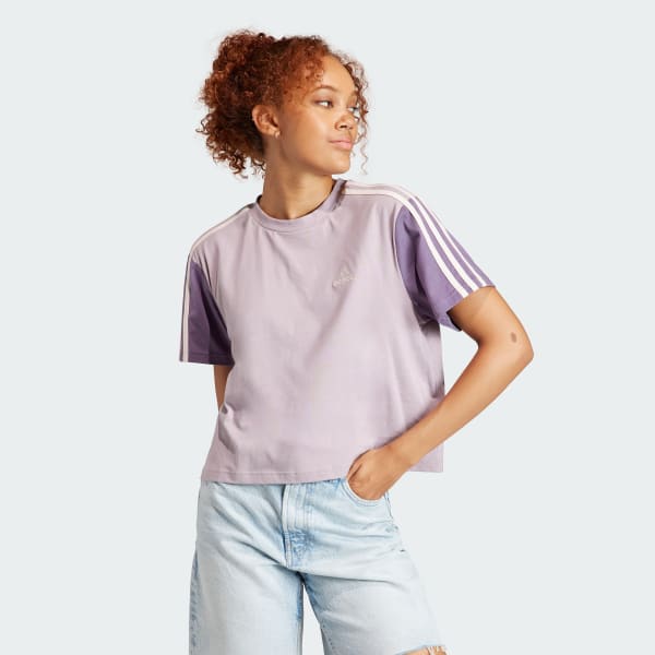 Violet Crop top en jersey Essentials 3-Stripes