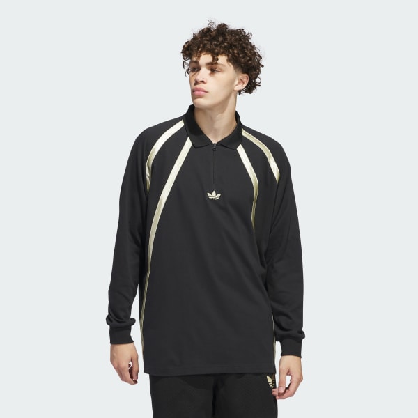 ★★Adairs★★ Rugby Polo T-Shirt Black IR6377 adidas Rugby Long Sleeve Polo Shirt (Gender Neutral) - Black