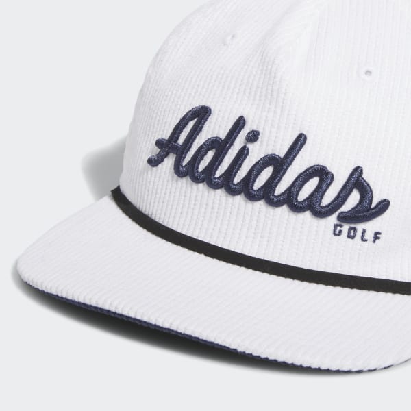 Hvit Corduroy Leather Five-Panel Rope Caps