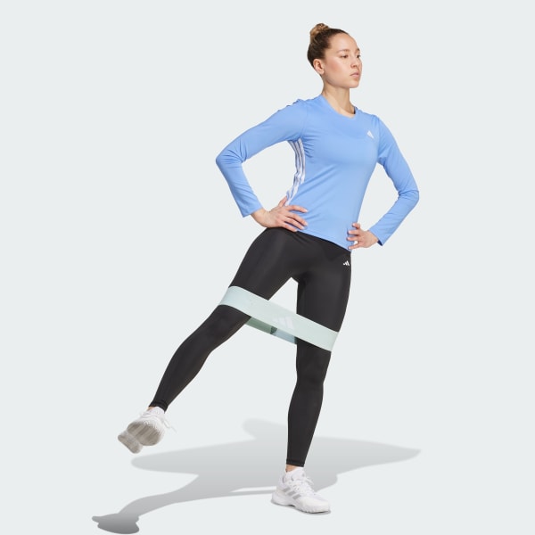 Blue Essentials Long Sleeve 3-Stripes Workout Top