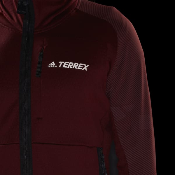 Burgundy Terrex Tech Flooce Hooded Hiking Fleece Jacket