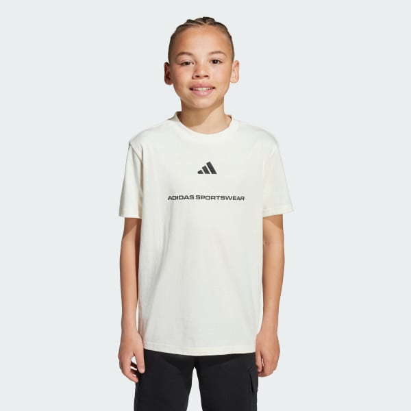 Hvit adidas Slogan Single Jersey T-skjorte