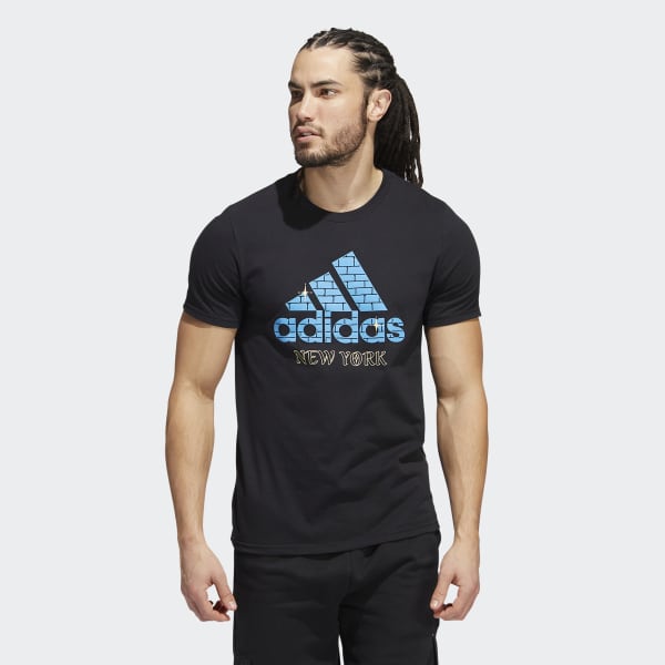 Black adidas New York Logo Short Graphic Tee men training | US