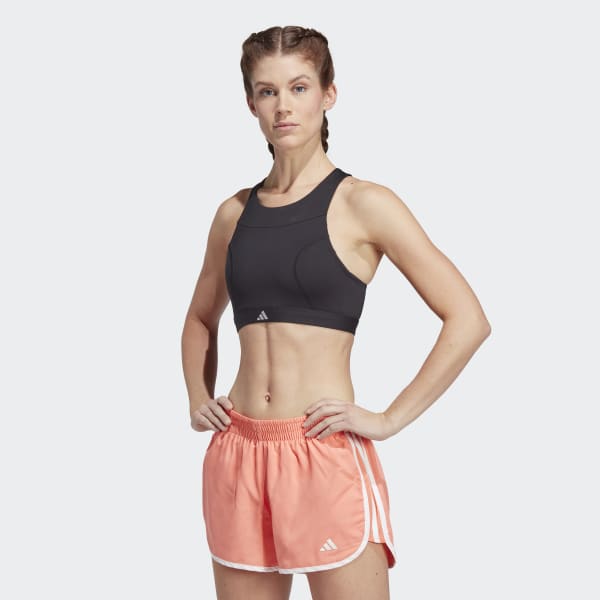 adidas Training 3 stripe medium support sports bra in pink