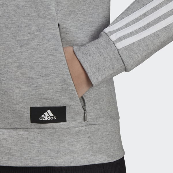 Grey adidas Sportswear Future Icons 3-Stripes Hooded Track Top T4530