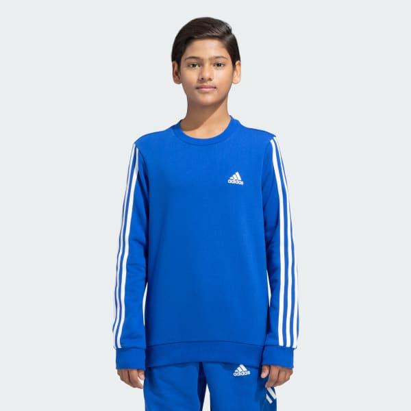 adidas LOGO 3 STRIPES FLEECE CREW SWEATSHIRT Blue adidas India