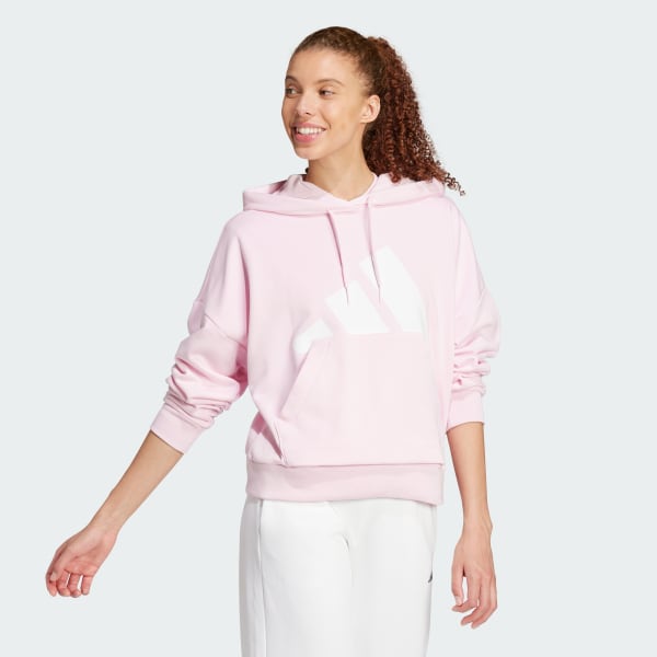 Rosa Camisola Larga com Capuz em Moletão Essentials