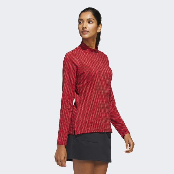 สีแดงเบอร์กันดี เสื้อคอสูงปิดคอเล็กน้อยผ้าตาข่ายสีทูโทน Beyond The Course