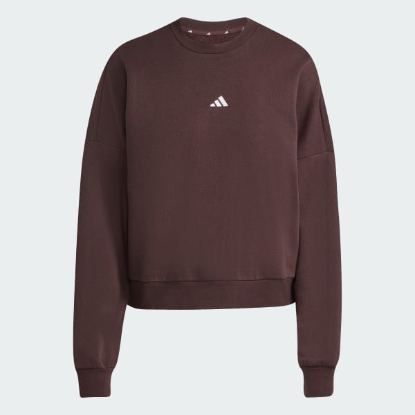 adidas Essentials Small Logo Feelcozy Sweatshirt - Brown | Free