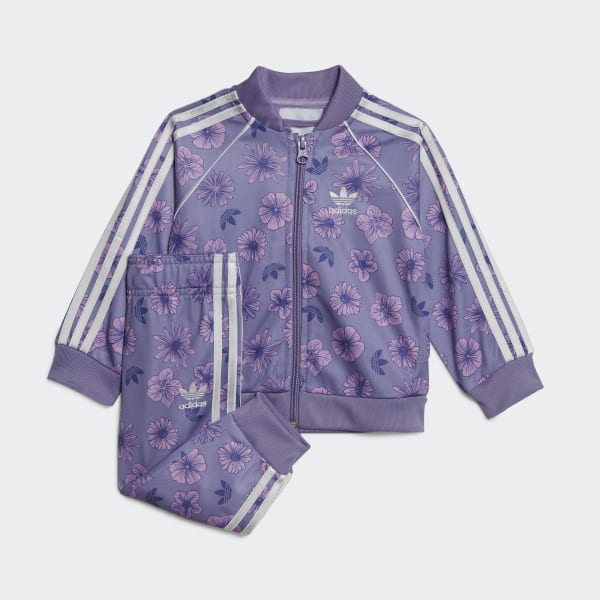 adidas Floral Sweat Suit Set Purple adidas Thailand