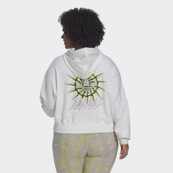White Cropped Hoodie (Plus Size)
