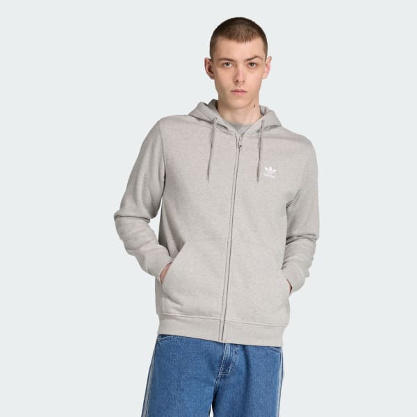 Szary Bluza z kapturem Trefoil Essentials Full-Zip