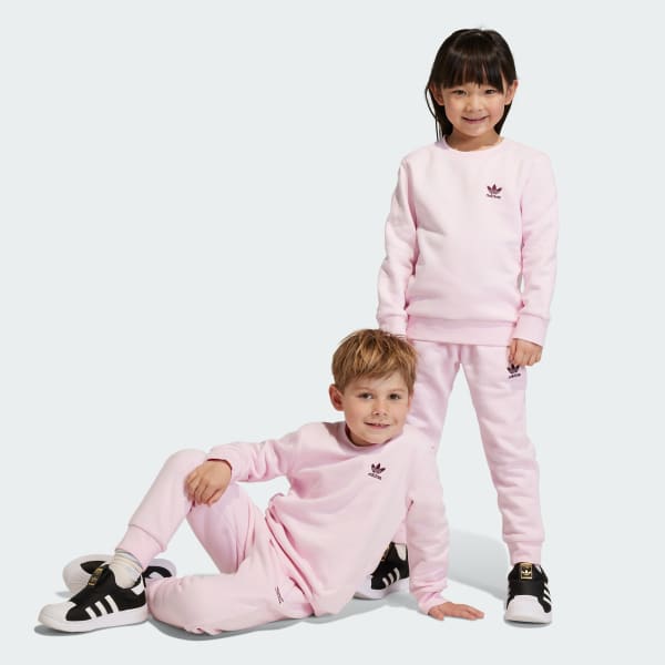 Rosado Conjunto Polerón con Capucha Adicolor Cuello Redondo