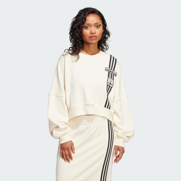 Women's white cropped sweatshirt on sale