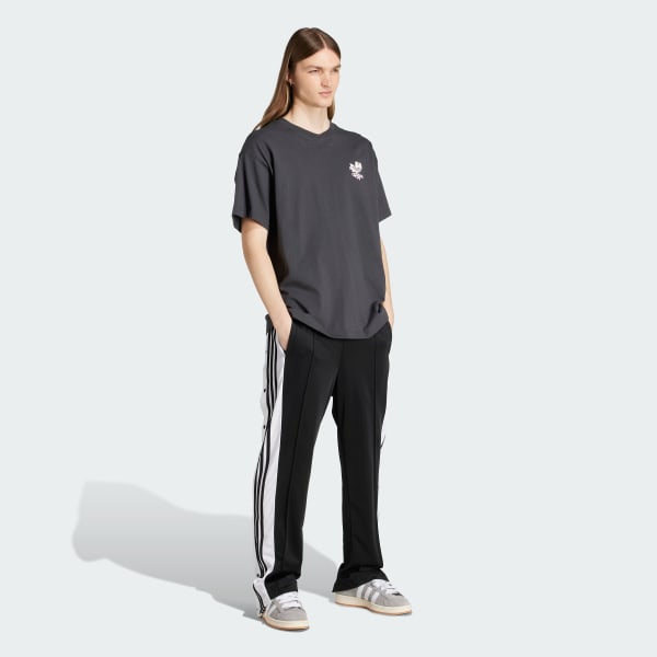 sedá Tričko Florals Logo Oversized 