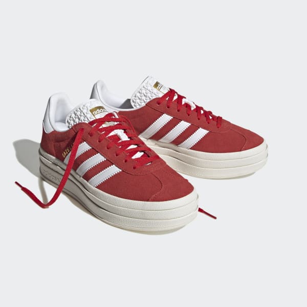 White and red adidas gazelle cheap