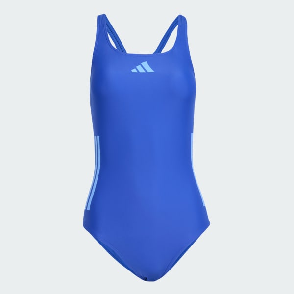 adidas 3-Stripes C-Back Swimsuit - Blue | Free Shipping with