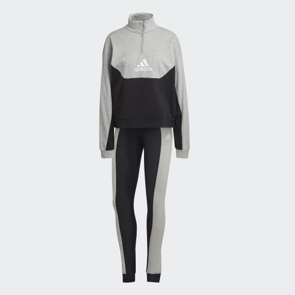 Svart Half-Zip and Tights Tracksuit DI478