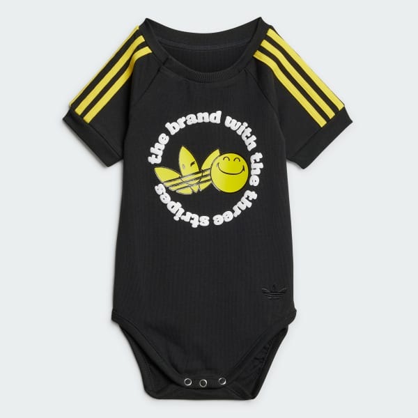 adidas Originals x Smiley World 3 Stripes Bodysuit Kids Black Free Shipping with adiClub adidas US