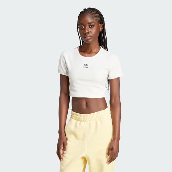 White Essentials Ribbed Tee