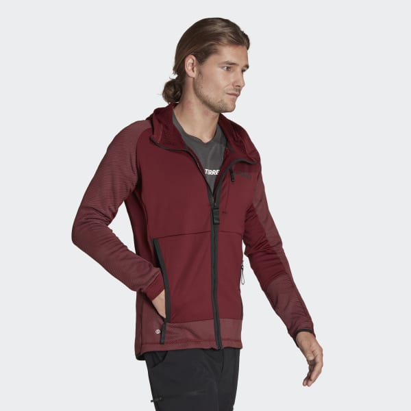Bordowy Terrex Tech Flooce Hooded Hiking Fleece Jacket