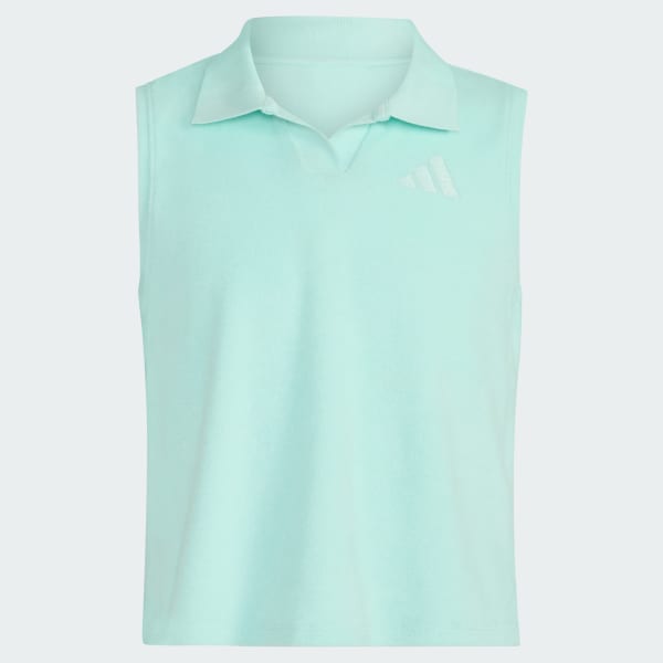 adidas Sleeveless Terry Cloth Polo Tank Top - Turquoise