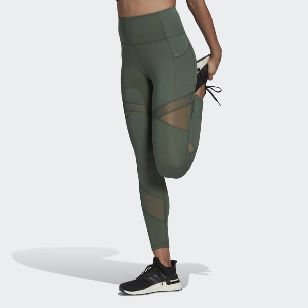 Verde Leggings 7/8 em Rede com Cintura Subida adidas Circuit
