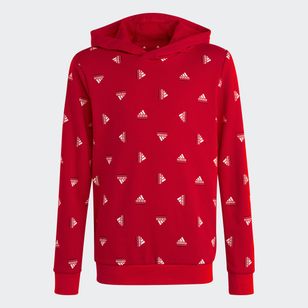 Rojo Polera con Capucha Estampado Brand Love