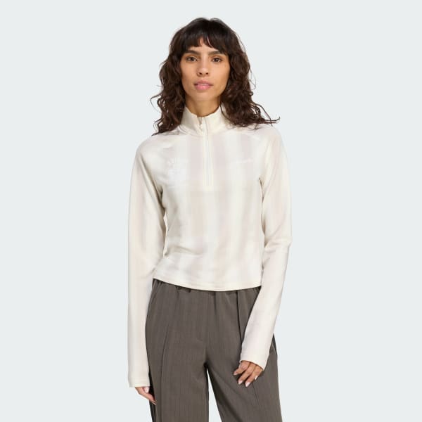 Hvid Half-Zip Graphic Football Long-Sleeve trøje