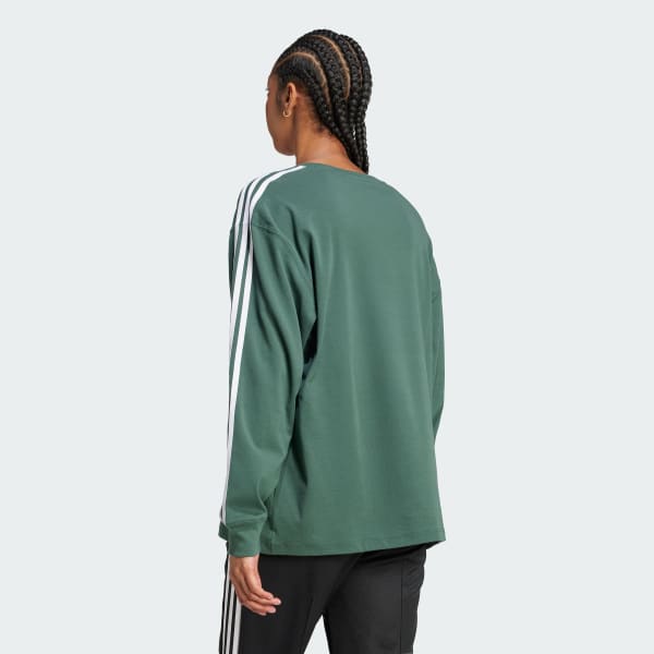 Gronn 3-Stripes Long Sleeve T-skjorte
