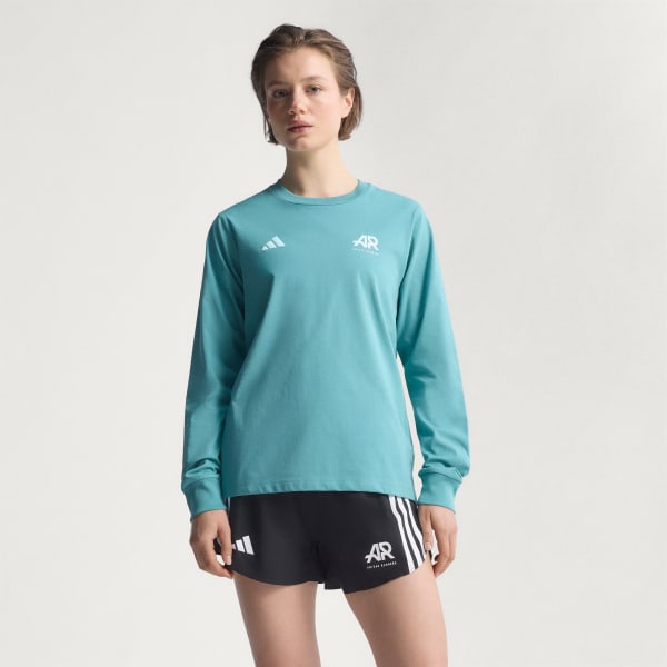 สีเทอร์คอยส์ เสื้อยืดแขนยาว Runners