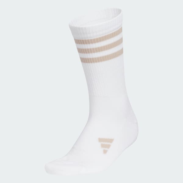 ホワイト 【ゴルフ】クルー丈 スリーストライプ クッションソックス