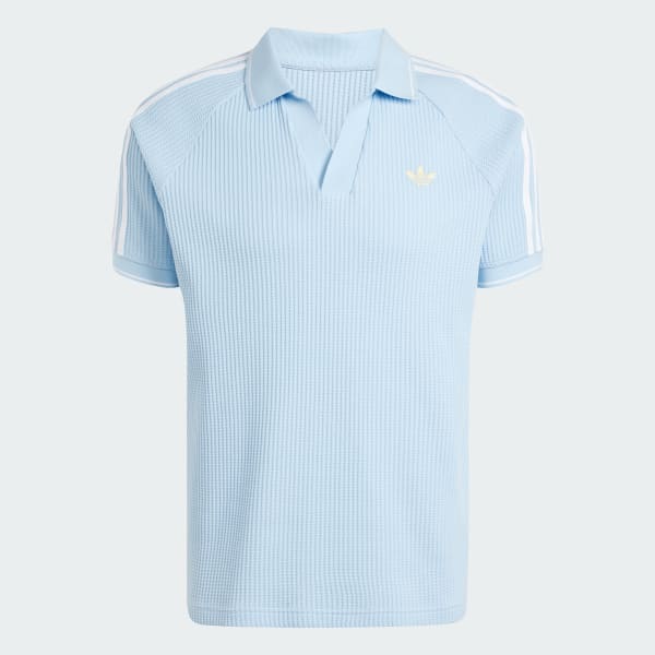 Blue adidas Originals Waffle Knit Polo Shirt
