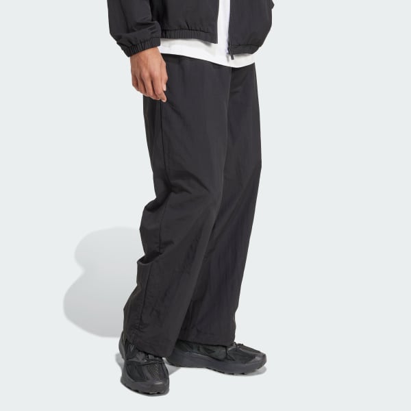 Black Essential Small Logo Woven Open Hem Pant